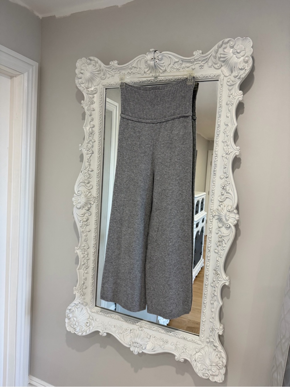 Happily Grey Gray Knit High-Waist Wide Leg Pants